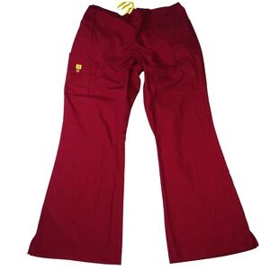 Wink Burgundy Scrub Pants Flare Leg Drawstring Waist Size XL